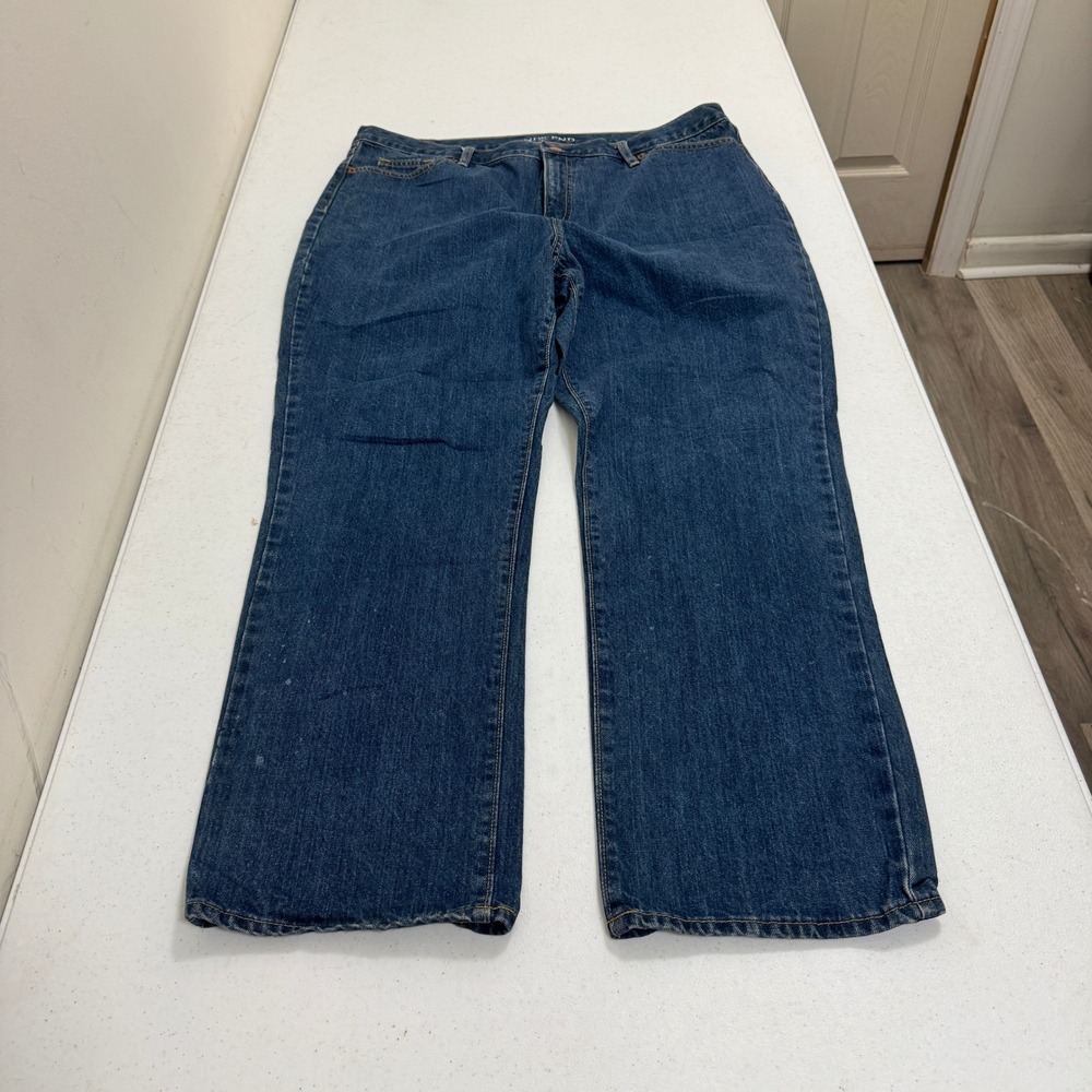 Lands' End Fit 3 Straight‎ Leg Blue Denim Jeans Womens Size 18 High Rise